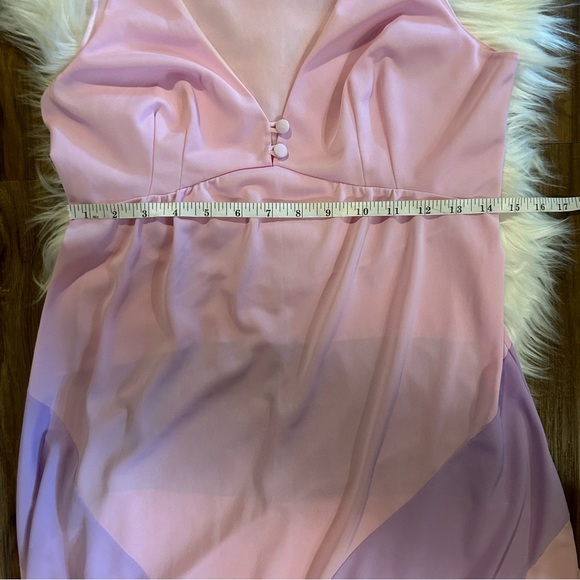 Vintage Pink & Purple Maxi Slip Dress Size Medium nightgown - Picture 3 of 10